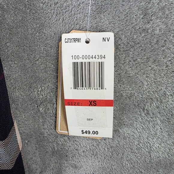 Womens Copper Key Blue Red Plaid Tunic Dress 3/4 Sleeve Round Neck Size XS - Picture 3 of 10